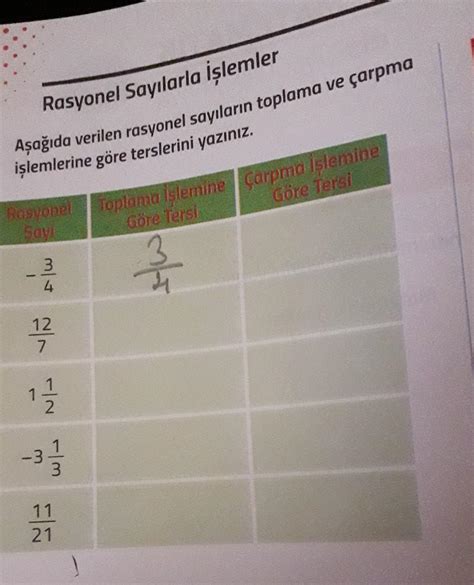 Toplama işlemine göre tersi nedir